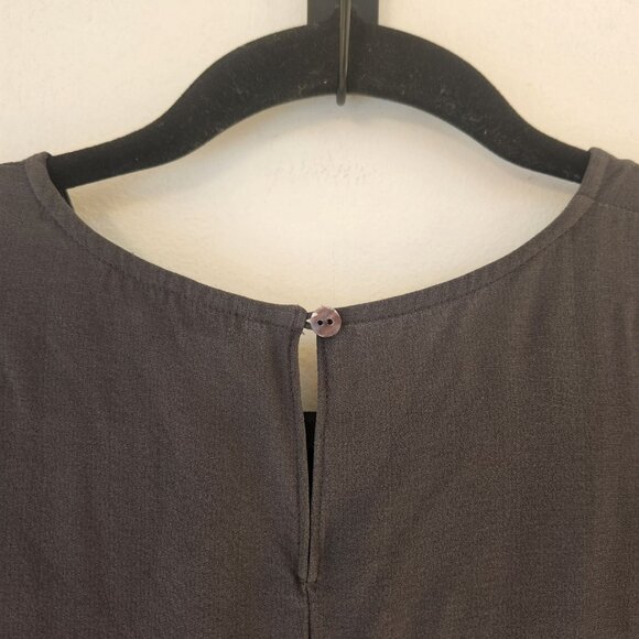 Eileen Fisher 100% Silk Grey Short Sleeve Blouse Top Shirt Women's S - Picture 4 of 8